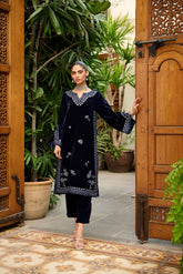 DA-1863 NAVY BLUE EMBROIDERED KURTA